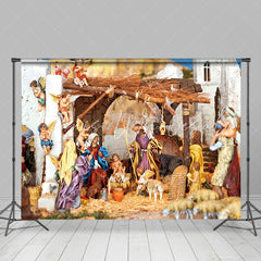 Lofaris Shabby Hayloft Angels Nativity Christmas Backdrop