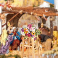 Lofaris Shabby Hayloft Angels Nativity Christmas Backdrop