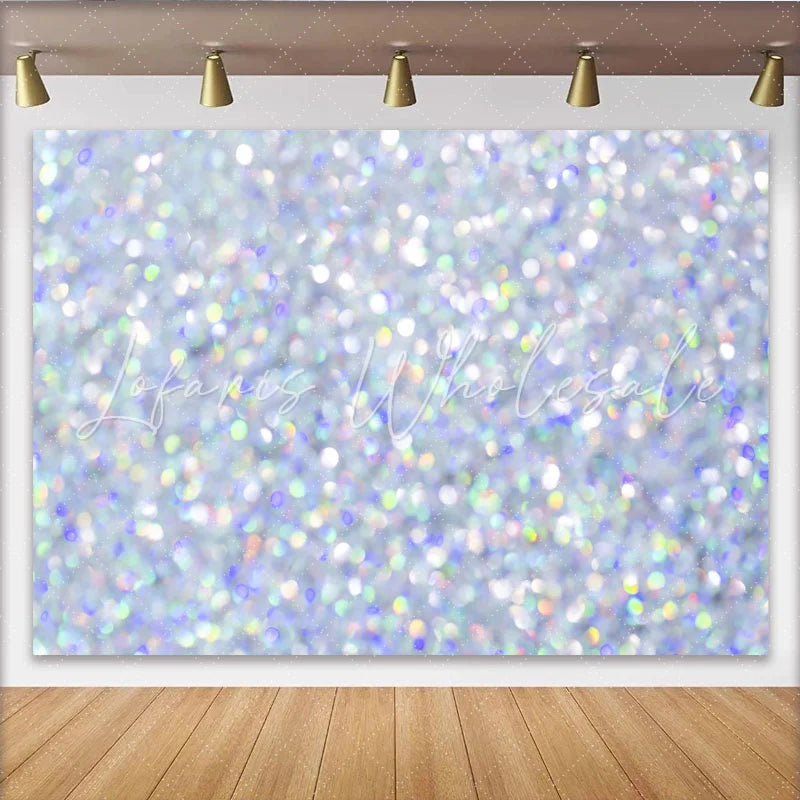 Lofaris Silver Iridescent Bokeh Backdrop Pastel Rainbow Sparkle Photography Background