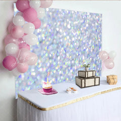 Lofaris Silver Iridescent Bokeh Backdrop Pastel Rainbow Sparkle Photography Background