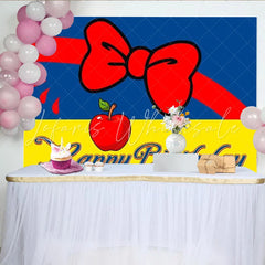 Lofaris Snow White Theme Happy Birthday Backdrop Red Bow and Apple Princess Party Decoration
