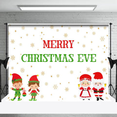 Lofaris Snowflakes Santa Couple Kids Christmas Eve Backdrop