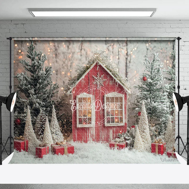 Lofaris Snowy Cabin Wonderlads Winter Christmas Backdrop