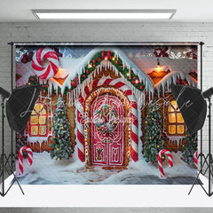 Lofaris Snowy Candy Gingerbread House Christmas Backdrop