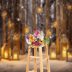 Lofaris Snowy Field Candle Lantern Glitter Christmas Backdrop
