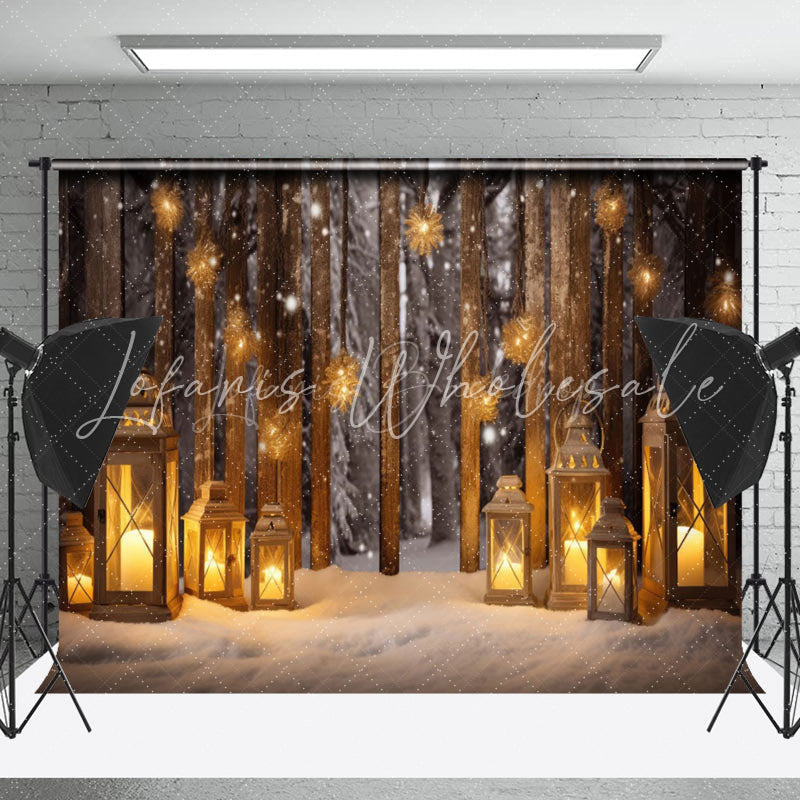 Lofaris Snowy Field Candle Lantern Glitter Christmas Backdrop