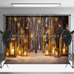 Lofaris Snowy Field Candle Lantern Glitter Christmas Backdrop
