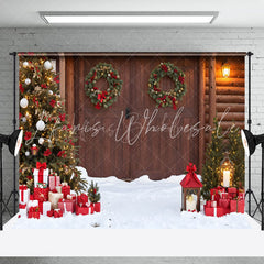 Lofaris Snowy Field Wooden Gate Festive Christmas Backdrop