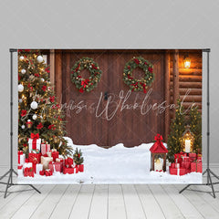 Lofaris Snowy Field Wooden Gate Festive Christmas Backdrop