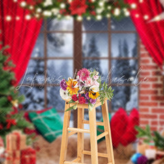Lofaris Snowy Night Scene Festive Red Christmas Backdrop