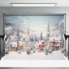 Lofaris Snowy Town Trees Field Winter Christmas Backdrop