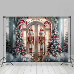 Lofaris Snowy White Lit Christmas Nutcracker Store Backdrop