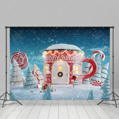 Lofaris Snowy Wild Field Teacup House Christmas Backdrop