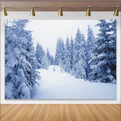 Lofaris Snowy Winter Forest Photography Backdrop with Pine Trees Beautiful Studio Background for Holiday Portrait and Seasonal Photoshoot