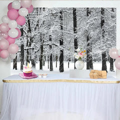 Lofaris Snowy Winter Forest Photography Backdrop with White Trees and Natural Landscape Studio Background for Portrait Photoshoot