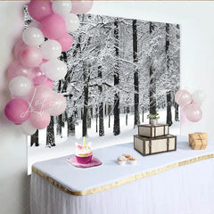 Lofaris Snowy Winter Forest Photography Backdrop with White Trees and Natural Landscape Studio Background for Portrait Photoshoot