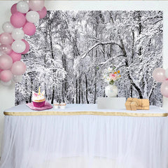 Lofaris Snowy Winter Forest Photography Backdrop with White Trees Serene Nature Background for Studio Photoshoot