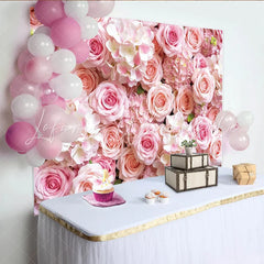 Lofaris Soft Pink Rose and Hydrangea Floral Photography Backdrop Elegant Studio Background for Wedding or Portrait Photoshoot
