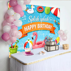 Lofaris Splish Splash Summer Pool Party Birthday Backdrop with Water Guns and Floats Vibrant Photography Background for Kids Celebration
