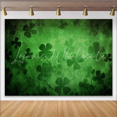 Lofaris St. Patrick’s Day Backdrop Dark Green Weathered Texture and Clover Silhouettes