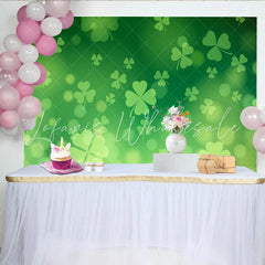 Lofaris St. Patrick’s Day Backdrop Floating Green Shamrocks and Clovers Pattern Background for Holiday Party Decor