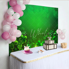 Lofaris St. Patrick’s Day Backdrop Glowing Green Shamrocks Clover Background for Irish Festival Party Decoration