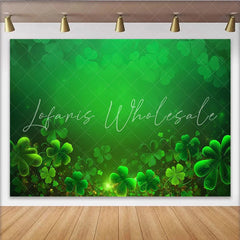 Lofaris St. Patrick’s Day Backdrop Glowing Green Shamrocks Clover Background for Irish Festival Party Decoration