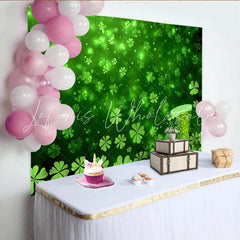 Lofaris St. Patrick’s Day Backdrop Green Lucky Shamrocks and Beer Mug Photography Background for Irish Party Decor