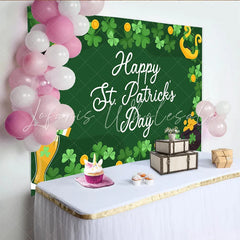 Lofaris St. Patrick’s Day Backdrop Happy St. Patrick’s Day Frame with Harp and Leprechaun Hat for Irish Party