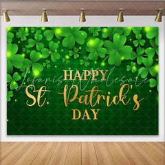 Lofaris St. Patrick’s Day Backdrop Happy St. Patrick’s Day Gold Text on Green Plaid Background for Irish Party