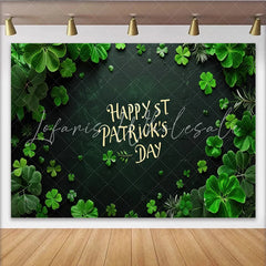 Lofaris St. Patrick’s Day Backdrop Happy St. Patrick’s Day Text on Dark Stone