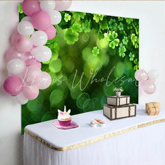 Lofaris St. Patrick’s Day Backdrop Lush Clover Border and Green Bokeh Background