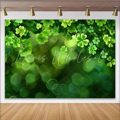 Lofaris St. Patrick’s Day Backdrop Lush Clover Border and Green Bokeh Background
