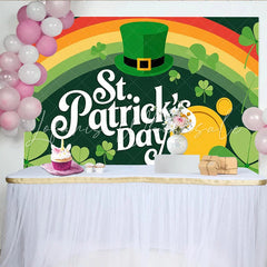 Lofaris St. Patrick’s Day Backdrop Rainbow and Leprechaun Hat Lucky Coins Decor
