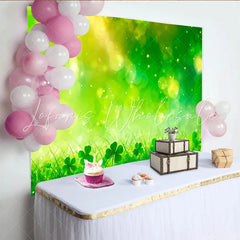 Lofaris St. Patrick’s Day Backdrop Vibrant Green Grass and Clovers Bokeh Party Decor