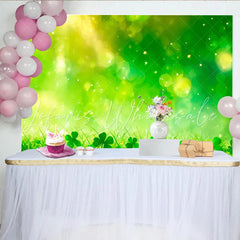 Lofaris St. Patrick’s Day Backdrop Vibrant Green Grass and Clovers Bokeh Party Decor