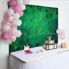 Lofaris St. Patrick’s Day Backdrop Vintage Green Grunge Texture and Clover Pattern
