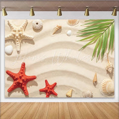 Lofaris Summer Beach Photography Backdrop with Seashells and Starfish Tropical Photo Background for Studio Photoshoot