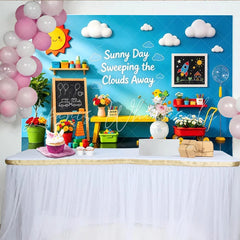 Lofaris Sunny Day Playroom Kids Photography Backdrop with Colorful Toys Vibrant Blue Wall Background for Studio Photoshoots