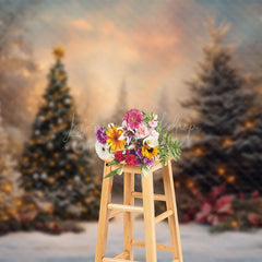 Lofaris Sunset Sky Xmas Trees Forest Christmas Vibe Backdrop