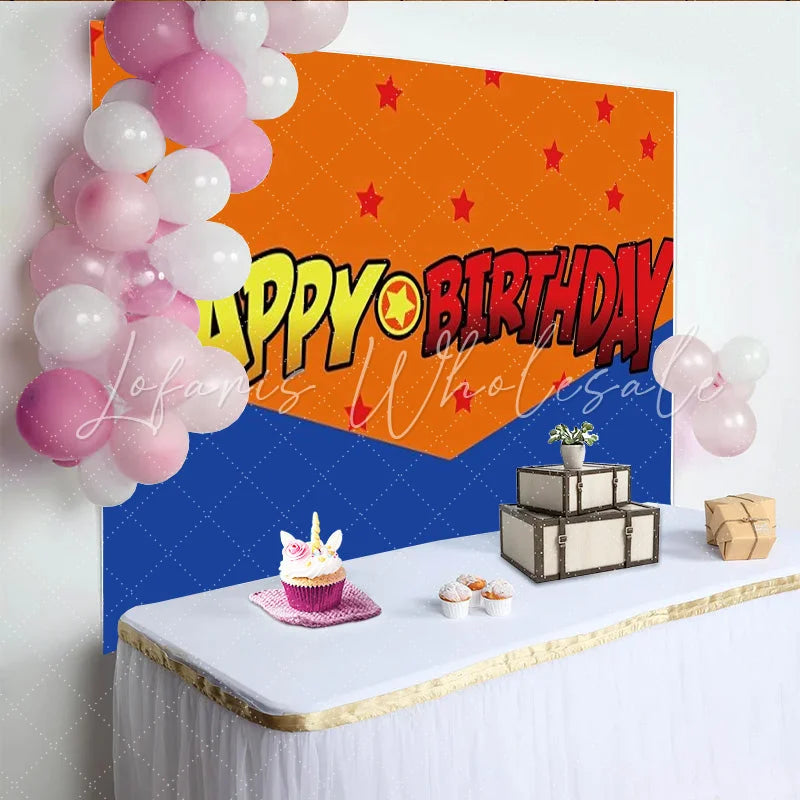 Lofaris Super Hero Comic Movie Birthday Backdrop Red and Blue Star Powerful Party Decoration Adventure Strong Photo Background