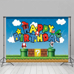 Lofaris Super Mario Bros Inspired Happy Birthday Backdrop Classic Video Game Pixel World Arcade Party Decor for Boys