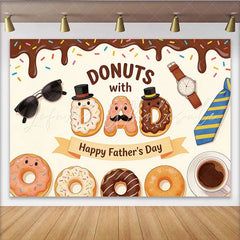 Lofaris Sweet Cartoon Donuts with Dad Happy Father’s Day Backdrop Adorable Party Decor for Dad’s Special Celebration