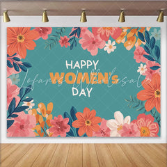Lofaris Teal Floral Womens Day Backdrop Coral and Peach Flower Frame International Womens Day Celebration