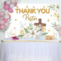 Lofaris Thank You Pastor Cross Bible Lily Dove Backdrop Church Appreciation Event Decorations Photography Background