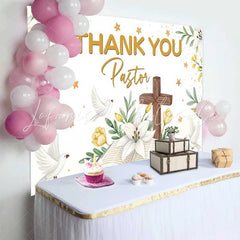 Lofaris Thank You Pastor Cross Bible Lily Dove Backdrop Church Appreciation Event Decorations Photography Background
