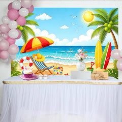Lofaris Tropical Beach Summer Photography Backdrop Palm Trees and Ocean Sunny Vacation Background for Party Decor