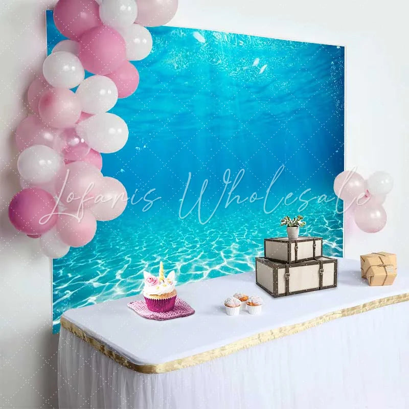 Lofaris Tropical Blue Ocean Water Photography Backdrop Sunlit Sandy Bottom and Underwater Bubbles Background