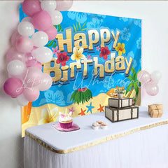 Lofaris Tropical Hawaiian Birthday Backdrop with Palm Tree and Surfboard Vibrant Beach Party Photography Background for Summer Decor