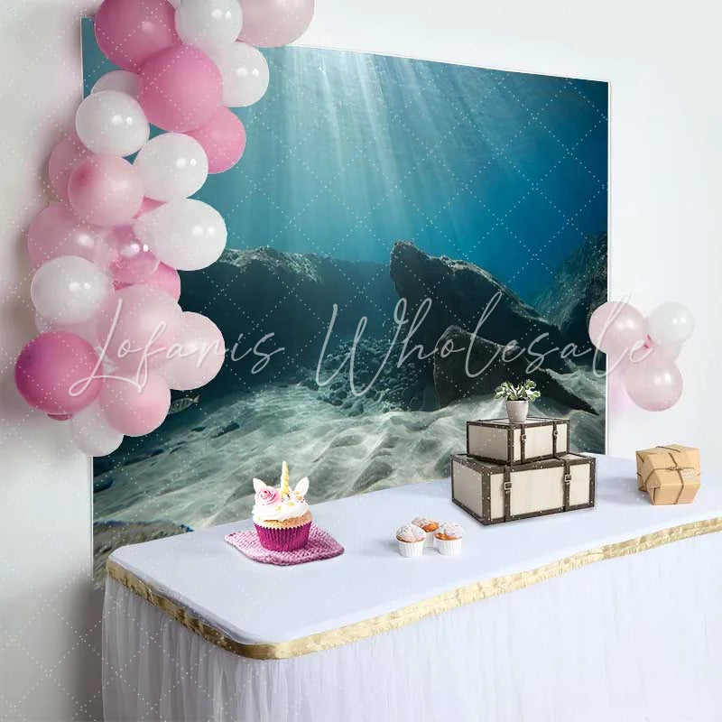 Lofaris Underwater Ocean Floor Sun Rays Backdrop Sea Bottom Marine Landscape Party Decorations Photography Background
